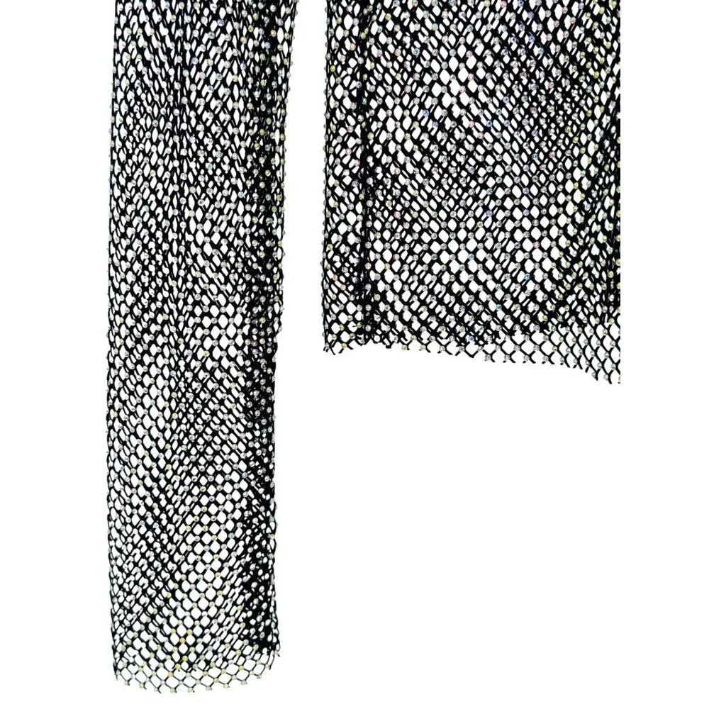 NWT Free People Rhinestone Sheer Mesh Scooped Back Top S| Sirencore Indie Sleaze - Picture 16 of 16